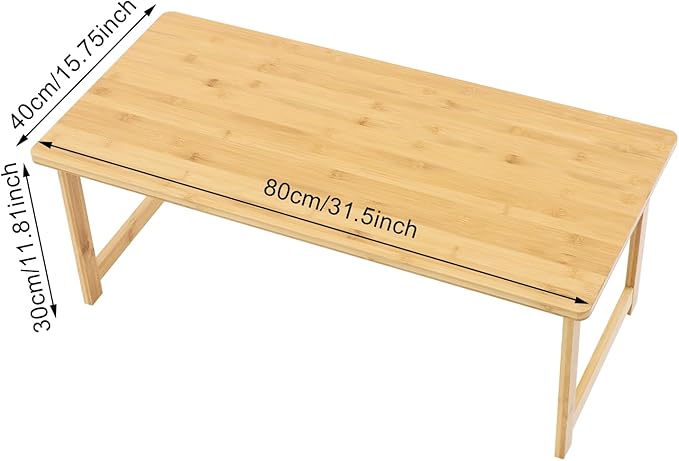 Eapmic Japanese Floor Table, Foldable Coffee Table, Low Sitting Dining Table, Tatami Tea Desk, Portable No Assembly Floor Desk for Living Room Bedroom Apartment Office Study (Burlywood)