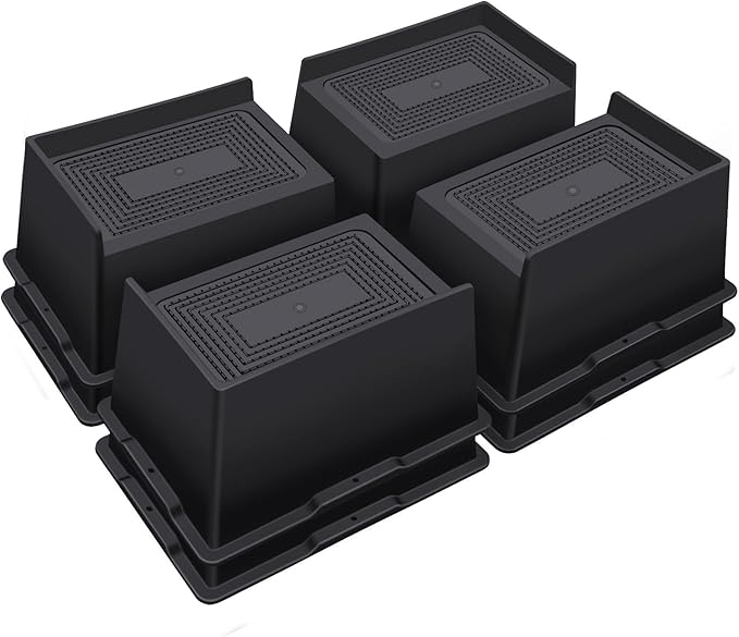 ANNKUT Bed Risers 4 Inch Heavy Duty,Oversized Couch Risers, Extra Wide Furniture Risers for Sofa Table Desk Headboard Chair Lifting,Rectangle Risering Blocks Support 6000 lbs(8 Pack Black