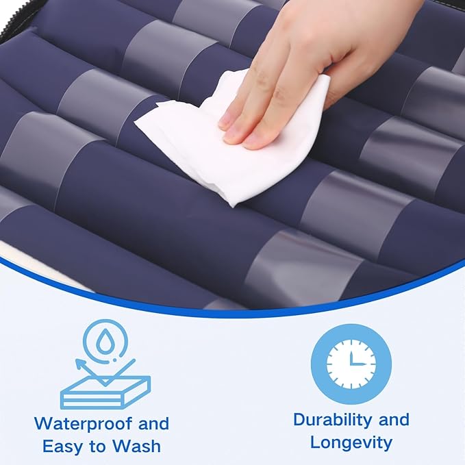 Alternating Pressure Cushion for Wheelchair, Waterproof Pneumatic Air Cell Cushion for Pressure Sores Relief, Relief Pressure Seat Pad with 12 Hour Air Pump