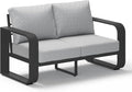 Aluminum Outdoor Patio Couch Loveseat, Oversized Patio Sofa with Widened Armrest & Ultra-Thick Cushions, Deep Seating Modern Patio Furniture for Backyard, Deck, Gray