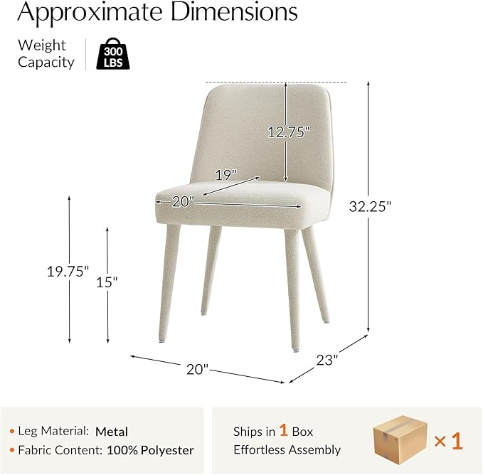 HULALA HOME Modern Dining Chairs Set of 2，Linen Fully Chenille Upholstered Dining Room Chairs Set with Foot Peg, Solid Wood Wood Frame, Armless Kitchen Accent Chairs for Living Room Bedroom Reception