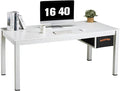 White Computer Desk with Drawer, 63 Inch Large Home Office Work Desks, Modern Writing Study PC Desk Gaming Table for Bedroom Home, Stable Thick Metal Legs Frame Support