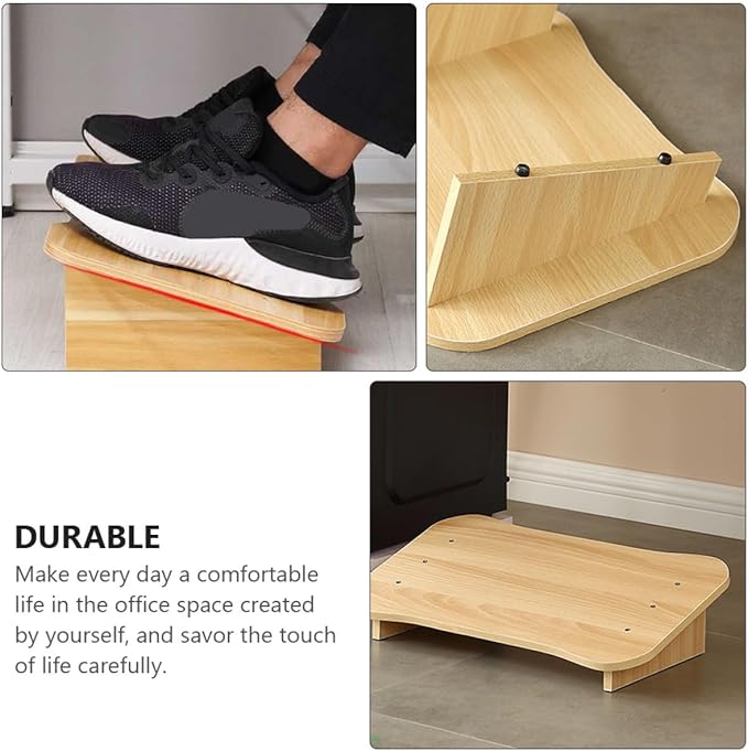 COHEALI Ergonomic Wooden Step Stool Under-Desk Tilted Footrest for Office and Home Use Footstool with Natural Wood Texture Comfortable Foot Support Bench for Work and Relaxation