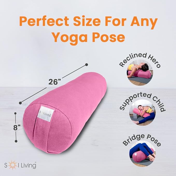 Sol Living Yoga Bolster Pillow Rectangular Meditation Cushion Cotton Meditation Accessories for Restorative Yoga Meditation Pillow Yoga Pillow Firm Body Pillow Bolster Pillow for Legs Removable Cover