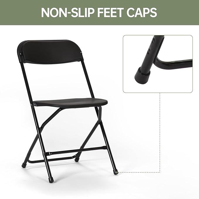 70 PCS Plastic Folding Chair, Portable Commercial Chair, 450 LB Capacity Premium Plastic Folding Chairs, Folding Chair for Wedding Party Outdoor Indoor, Stackable Folding Chairs Black