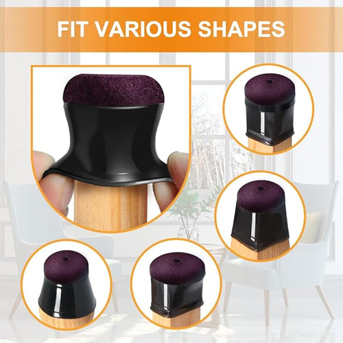 24 Pcs Chair Leg Floor Protectors for Hardwood Floors Silicone Covers to Protect Wood Tile Floors Scratches Felt Pads Furniture Leg Caps No Noise (Fit:0.5"-0.89")
