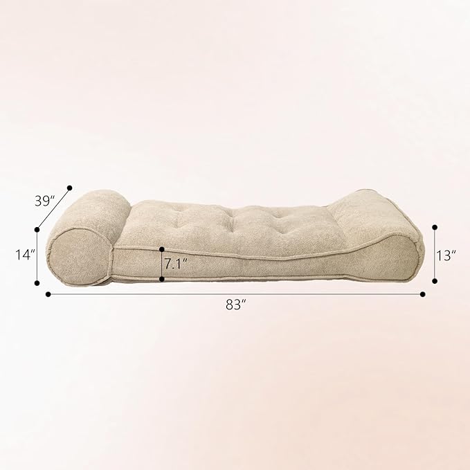 Dineli 83'' Lazy Floor Lounger Meditation & Yoga Chair Couch Recliner Sofa Bed Floor Seat for Adults Indoor Reclining Chairs Bed Comfy Chair Couch for Bedroom Living Room, Camel