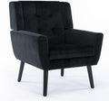 OO BY ORANGE ONLINE Velvet Accent Chair, Mid-Century Modern Tufted Armchair for Living Room, Bedroom & Office (Black)