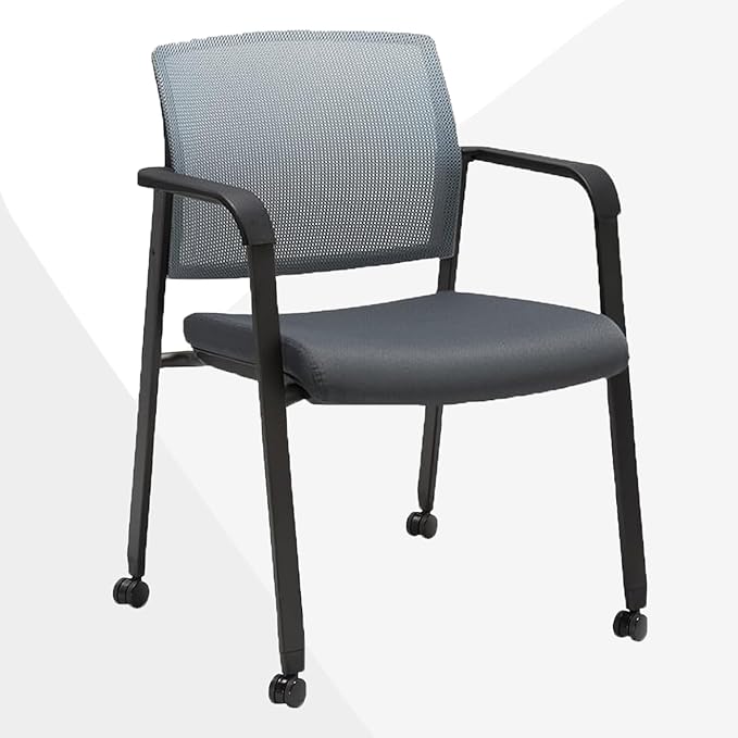 CLATINA Rolling Conference Room Chairs, 1 Pack Stackable Conference Room Chairs with Wheels and Paddle, Ergonomic Mesh Back and Arms for Meeting, Conference, Training Room & Home Office (Grey)