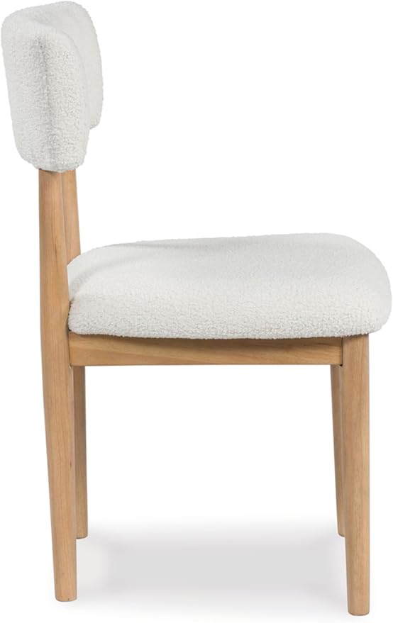Signature Design by Ashley Sawdyn Solid Wood Frame Dining Chair, Set of 2, White/Light Brown