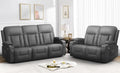 FURNIMAT Oversized Recliner Sofa Set with 2+3 Pieces in Living Room, PU Leather Loveseat Recliner Couch, Modern 3 Seats Dual Reclining Sofa with Cup Holder and 2 Cell Phone Holder, USB Ports, Gray