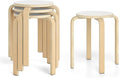 Giantex Stackable Stools Set of 4, 18" Round Stacking Backless Nesting Stools, School Chairs, Flexible Seating for Classroom Elementary, Students, Adults, Kitchen, Dining Room (Natural & White)