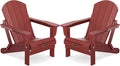SERWALL Foldable Adirondack Chair Set of 2 for Patio Garden Outdoors Fire Pit Chairs- Red