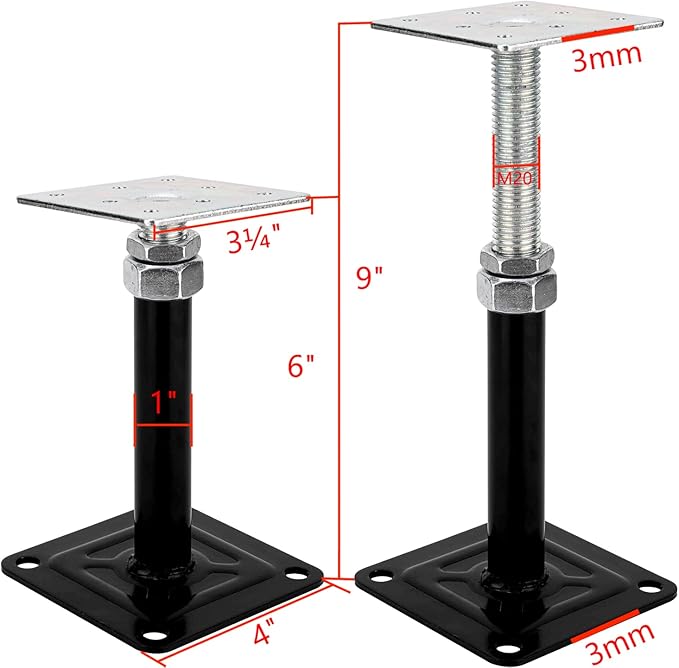YXGJDP 4-Pack Lift Supports,Adjust Supports,Level Supports,Floor Jacks,Adjustable House Jack for The Floor,Mini Screw Jack- Post 6" to 9".