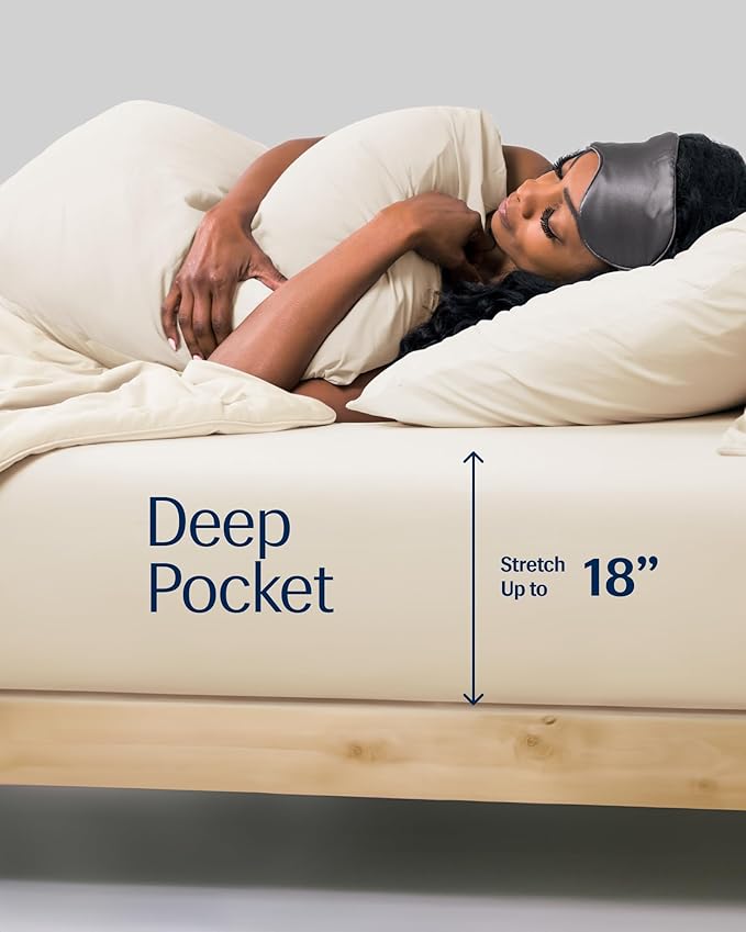 REST® Evercool®+ Fitted Sheet, Full Size, Snow Ivory, 15" Deep (up to 18’’), Breathable Bedding for Hot Sleeper and Night Sweats, Bed Sheet with Ionic+ Self-Cleaning Silver Yarn for Sensitive Skin