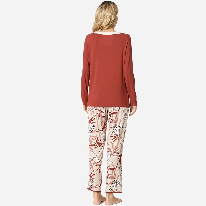 GYS Viscose from Bamboo Women's Pajama Sets Super Soft Long Sleeve Sleepwear Comfy Winter Pjs Sets S-4X