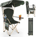 CozyBox Portable Folding Camping Chairs with Canopy Shade, Beach Chair for Adults, Durable Weather Resistant 600D Oxford Cloth, Camping Chair with Canopy for Outdoors [Olive Green]