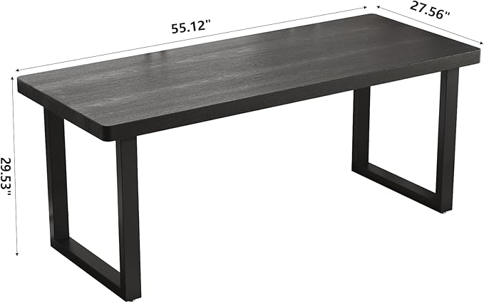Modern 55in Solid Wood Computer Desk with Metal Base - Stylish Durable Black Office/Study Desk, Multiple Sizes for Home Office & Workspace Use