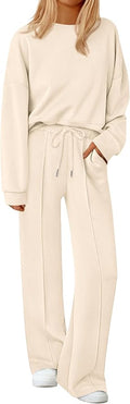 PRETTYGARDEN 2 Piece Sets For Women Fall Trendy Long Sleeve Sweatshirt Wide Leg Pants Loungewear Set Matching Sweatsuit