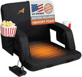 Heated Stadium Seats for Bleachers with Back Support – USB Battery Included - Upgraded 3 Levels of Heat - Foldable Chair - 4 Pockets and Cup Holder - for Camping Sports (20" inch Heat on seat)