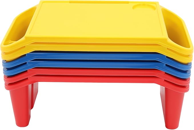 6 Pcs Kids Lap Desk Tray Set for Writing & Eating, Portable Lightweight Desks with Side Pockets for Home, School, Classroom, and Travel Use