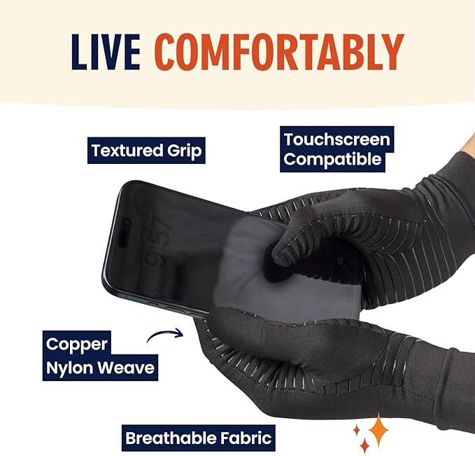 Dr. Frederick's Original Copper Compression Arthritis Gloves - Doctor-Developed Hand Pain Relief for Arthritis, Carpal Tunnel & Tendonitis - All-Day Comfort, Typing & Daily Use - Full Finger, X-Large