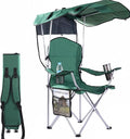 CozyBox Portable Folding Camping Chairs with Canopy Shade, Beach Chair for Adults, Durable Weather Resistant 600D Oxford Cloth, Camping Chair with Canopy for Outdoors [Green]