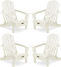 SERWALL Folding Adirondack Chair Set of 4 for Patio Garden Outdoors Fire Pit Chairs-White