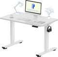 FLEXISPOT EN1 One-Piece Standing Desk 40 x 24 Inches Height Adjustable Desk for Home Office and Computer Workstation (White Frame + White Desktop)