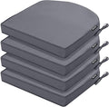 Outdoor Chair Cushions Set of 4 Waterproof Patio Chair Cushions with Tie 5 Year Color Fastness Thick Outdoor Seat Cushion for Garden Lawn Round Corner Dark Grey 17x16 Inch