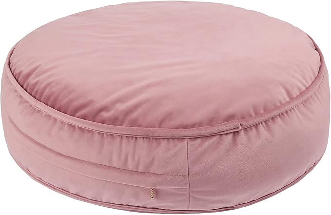 YIUOR Round Floor Pillow Cover Velvet Throw Seating Pouf Yoga Meditation Cushion Plush Case Reading Room Decor Cover Only (25.6IN, Dusty Rose)