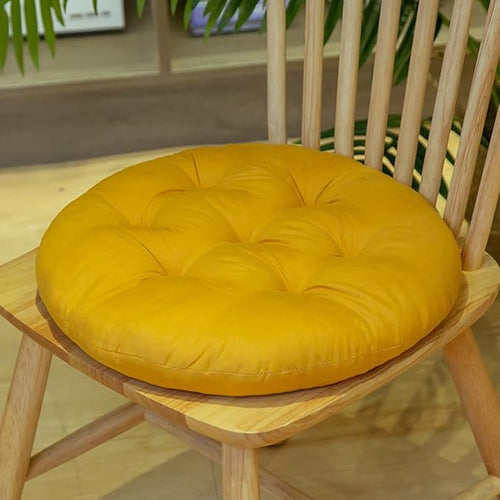 16 Inch Round Chair Seat Pad Thick Tatami Plaid Style Comfortable Floor Seat Cushion Soft Chair Mat for Office Bedroom Living Room Kitchen, Ginger