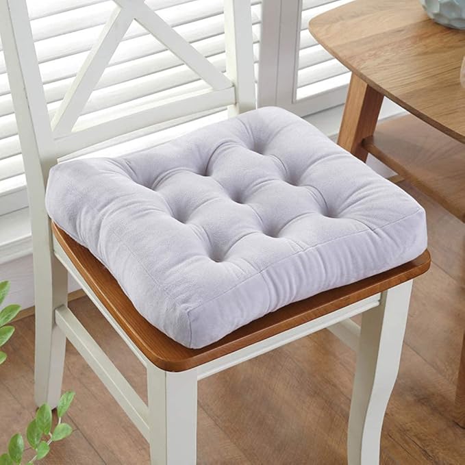 vctops Velvet Solid Chair Pad Super Soft Plush Washable Square Seat Cushion for Kitchen Dining Room (LightGrey,20" x 20")
