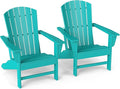 GREENVINES Adirondack Chairs Set of 2 | HDPE Plastic | Oversized Fire Pit Chair | All Weather | Aqua | Poly Lumber | for Outdoor Deck Backyard Patio Garden