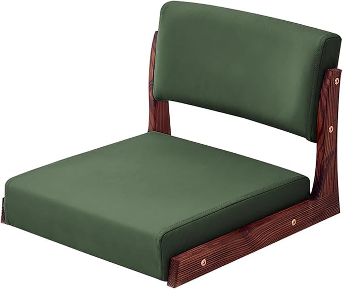 ELEFOCUS Tatami Floor Chair,Tatami Zaisu Meditation,Japanese Legless Floors Chairs,Meditation Chair with Back Support(Green)