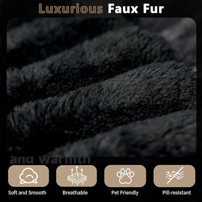 Oversized Lounge Chaise,Cloud Plush Sofa Bed,Upholstered Boneless Cloud Sofa Deep Seat,No Assembly Required,Modern Corduroy Sleeper 3 Seater Chair for Living Room Bedroom Reading,Black