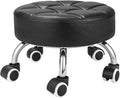Kaleurrier Low Height Rolling Stool - Heavy Duty Short Stool Chair with Wheels Low to Ground - Small Roller Seat Stools for Home Office Kitchen Repair Shop Pedicure Garage Library Studio Black