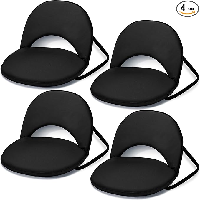 Maitys Stadium Seats for Bleachers with Back Support and Cushion Pad Folding Bleacher Seat with Backrest Wide Padded Elementary School Classroom Floor Chairs, 5 Reclining Positions