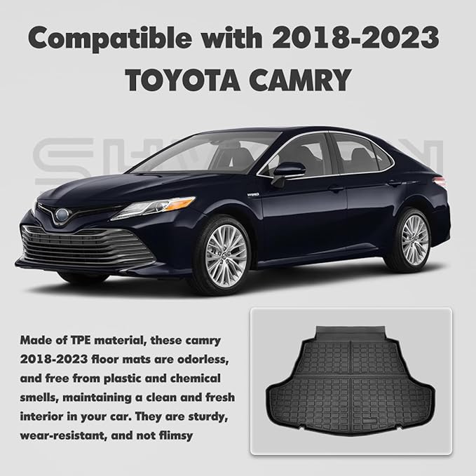 Compatible for 2018-2023 Toyota Camry Trunk Mat Cargo Liner All Weather TPE Cargo Mat for 2018-2023 Toyota Camry Accessories (Only Fit FWD & Gasoline)