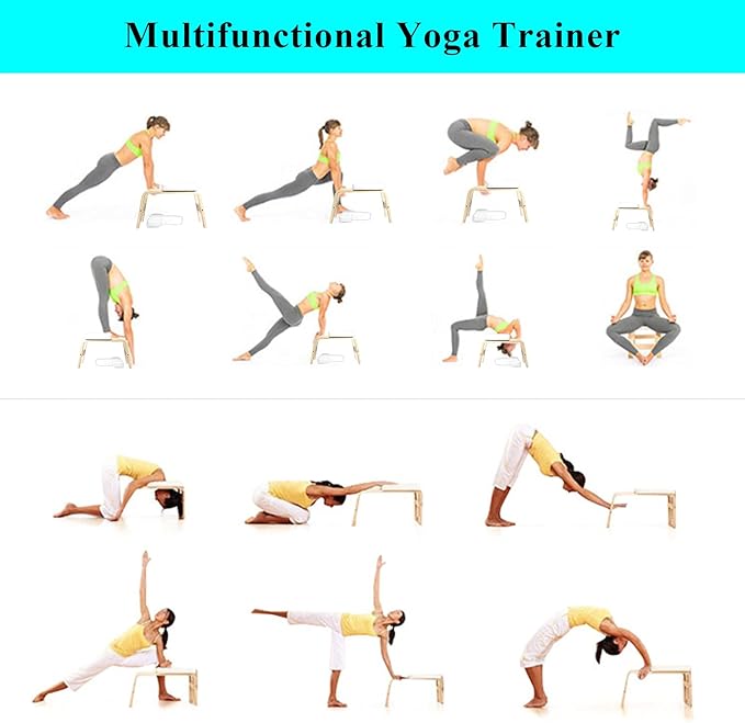 C-CHAIN Balanced Yoga Headstand Bench - Ideal for Workout, Fitness and Gym, for Both Beginner and Experience Yogis - Wood and PU Pads - Relieve Fatigue and Build Up Body
