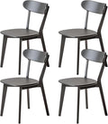 Hymus 100% Solid Oak Wood Dining Room Chairs - Practical Kitchen Chairs for Dining Room, Kitchen, Living Room (4, Black)