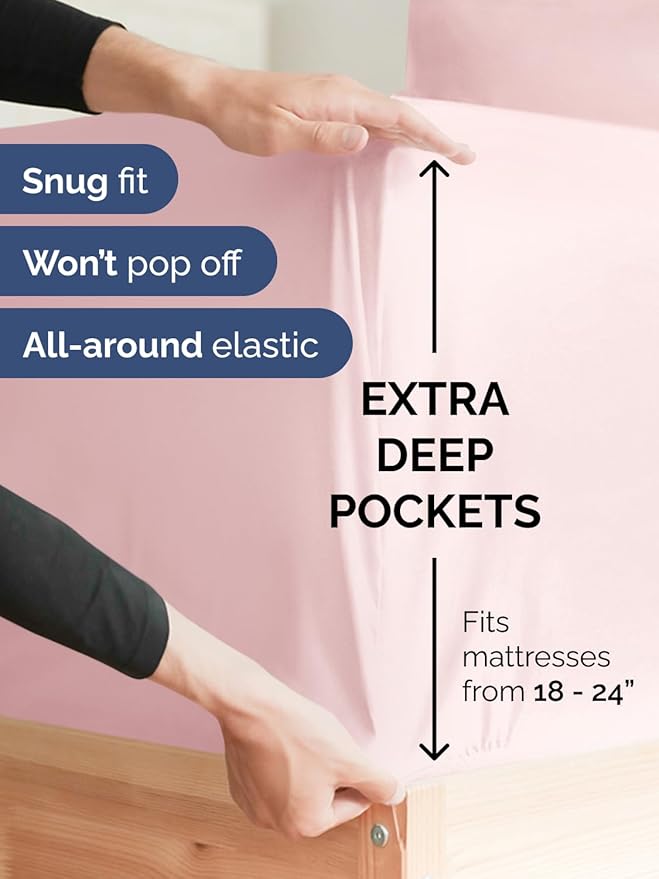 Extra Deep Pocket Cal King Sheets - 4 Piece Breathable & Cooling Bed Sheets - Hotel Luxury Bed Sheet Set - Soft, Wrinkle Free & Comfy - Easily Fits Extra Deep Mattresses - Lavender Pink Sheets Set