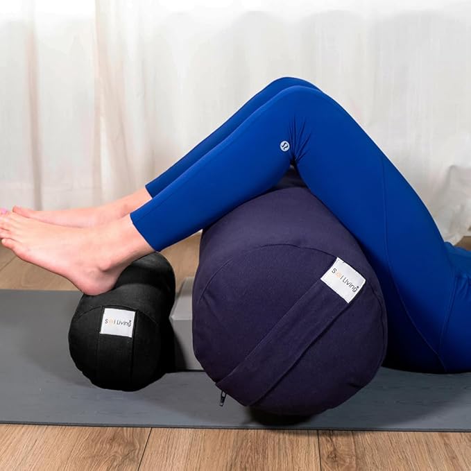 Sol Living Yoga Bolster Pillow Rectangular Meditation Cushion Cotton Meditation Accessories for Restorative Yoga Meditation Pillow Yoga Pillow Firm Body Pillow Bolster Pillow for Legs Removable Cover