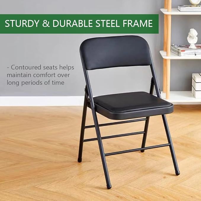 Amazing for less Pack of 2 (Fabric/Vinyl) Steel Frame Metal Foam Padded Folding Chairs (Black, Gray, White) (2-Pack - Fabric Gray)