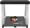 Pedicure Foot Rest, Portable Nail Salon Footrest with Organizer Tray, 110LBS Load Capacity, Lockable Casters for Beauty Nail Salon, Spa, Home, Clinic (Black)
