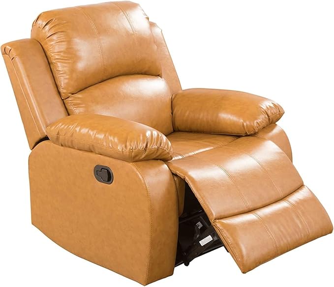 AYCP Bonded Leather Living Room Furniture Set Reclining Sofa Set Loveseat Furniture Sets in Living Room Sofa Recliners (Chair, Ginger)