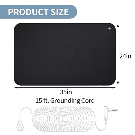 BESTING Grounding Mat for Feet, Waterproof & Stain-Resistant, Stress Relief & Wellness Earthing Mat for Better Sleep, Yoga, Office, Living Room (24'' x 35'')