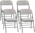 EZONE (4pcs Fabric Folding Chairs with Padded Cushion Backrest Metal Steel Foldable Chair Portable Lightweight Foam Padded Fold Chair (4, Fabric - White)