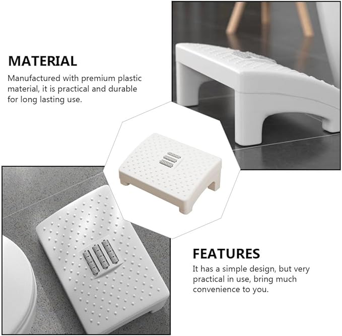 COHEALI Ergonomic Office Footstool White Plastic Foot Rest for Under Desk Use Compact Massage Footrest for Back and Neck Relief Household Foot Support for Adults