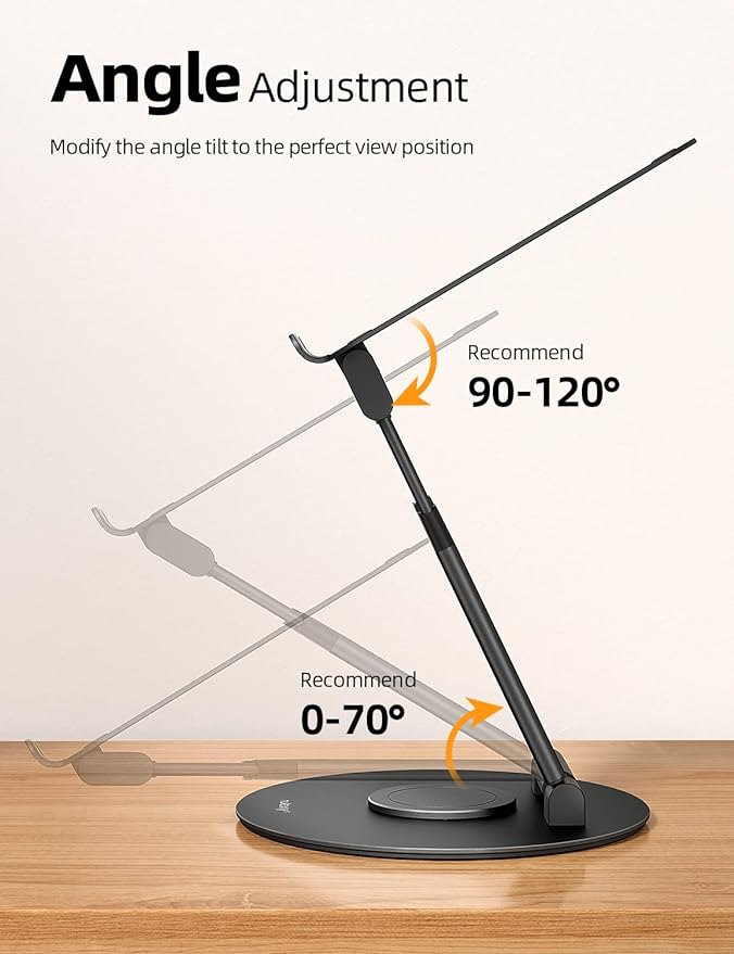 Nulaxy Telescopic 360 Rotating Laptop Stand for Desk Adjustable Height Swivel Pull Out Design Ergonomic Laptop Riser Fits All 10-17" Laptops Computer MacBook, Black